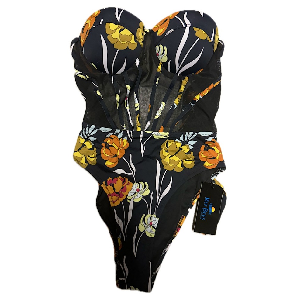 NWT Ree Bees Corset Style One Piece Bathing Suit